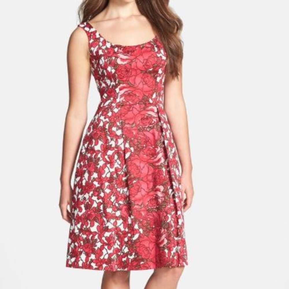 Cute Rose floral print fit and flare day dress